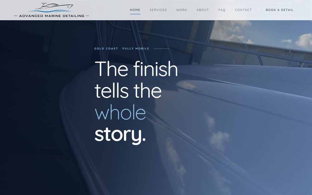 The homepage of Advanced Marine Detailing, built by JC Websites